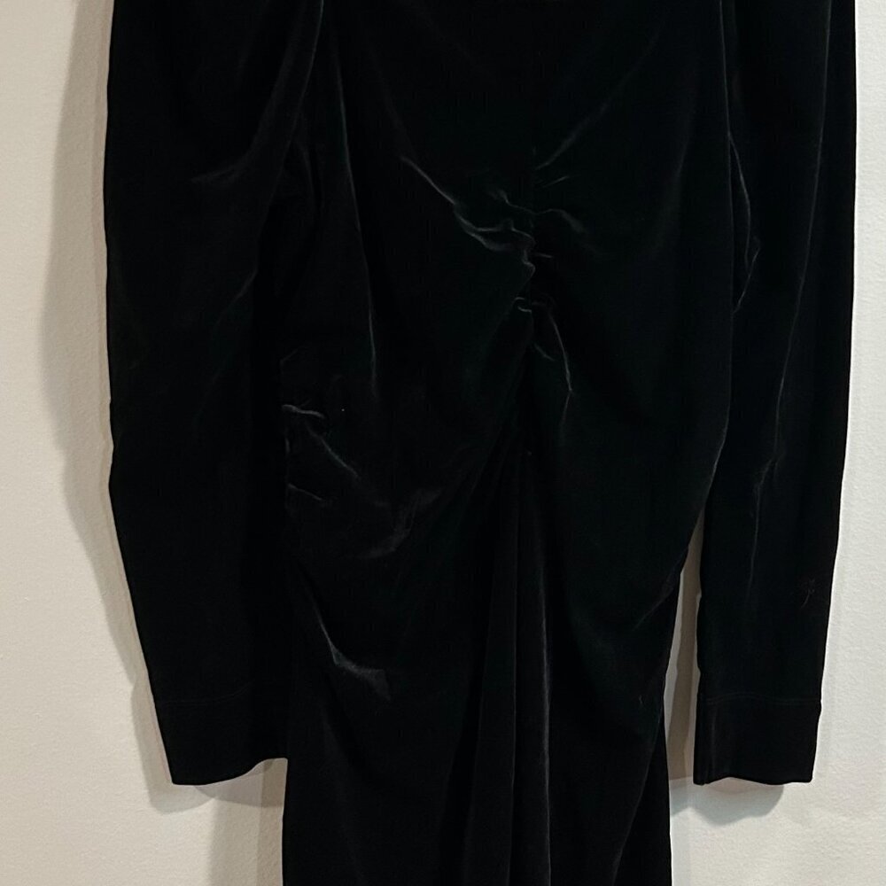 Ganni Velvet Jersey Gathered Mini Dress | Black / 44/US12 - Picture 6 of 11